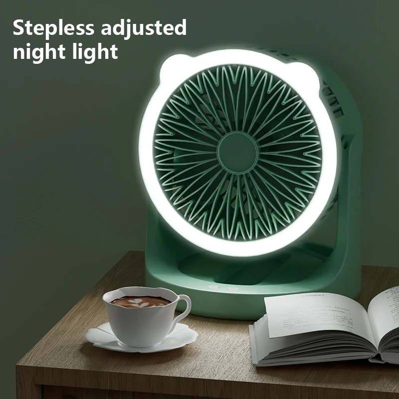 Green Wholesale Mini Portable Fan, Bulk Desk Fans With Light-6